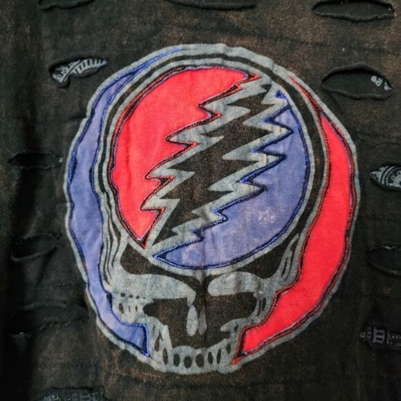 GRATEFUL DEAD VINTAGE Shacket Steal Your Face Skull Patch XL - Picture 6 of 13